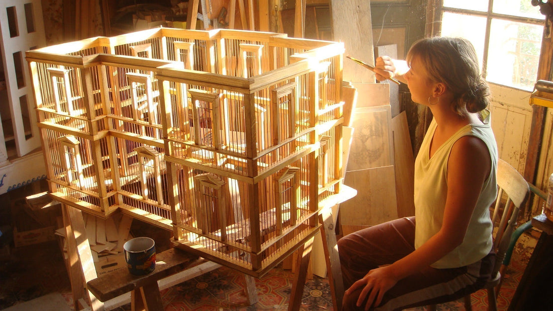 Lady Admiral’s Château under construction in the Lansdown Arts studio, showing its timber architectural framework in preparation for London 2026.